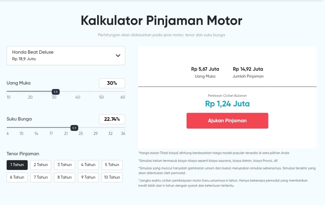 Simulasi Kredit Motor Lewat Leasing